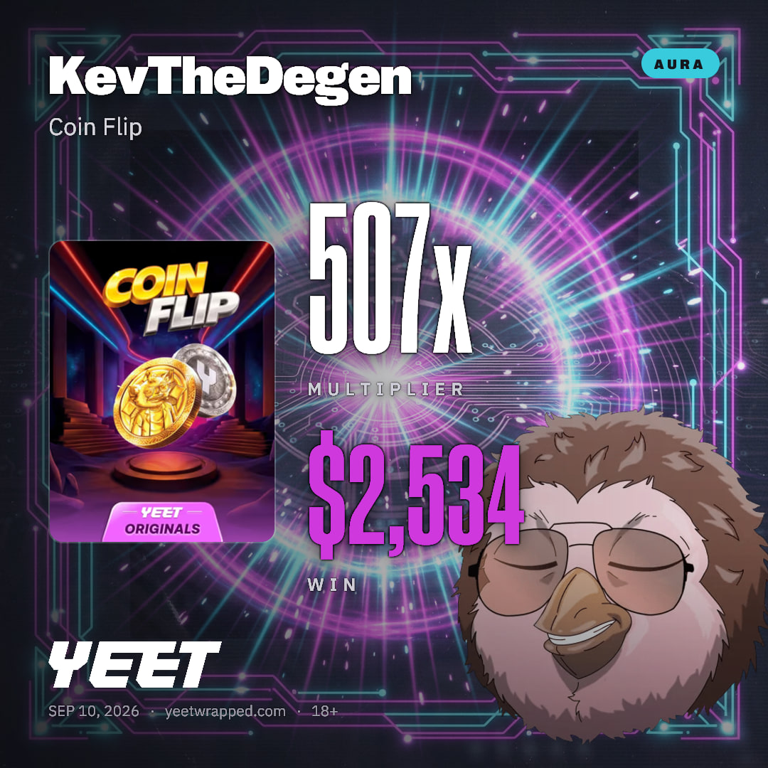 KevTheDegen hit 506.9x on Coin Flip