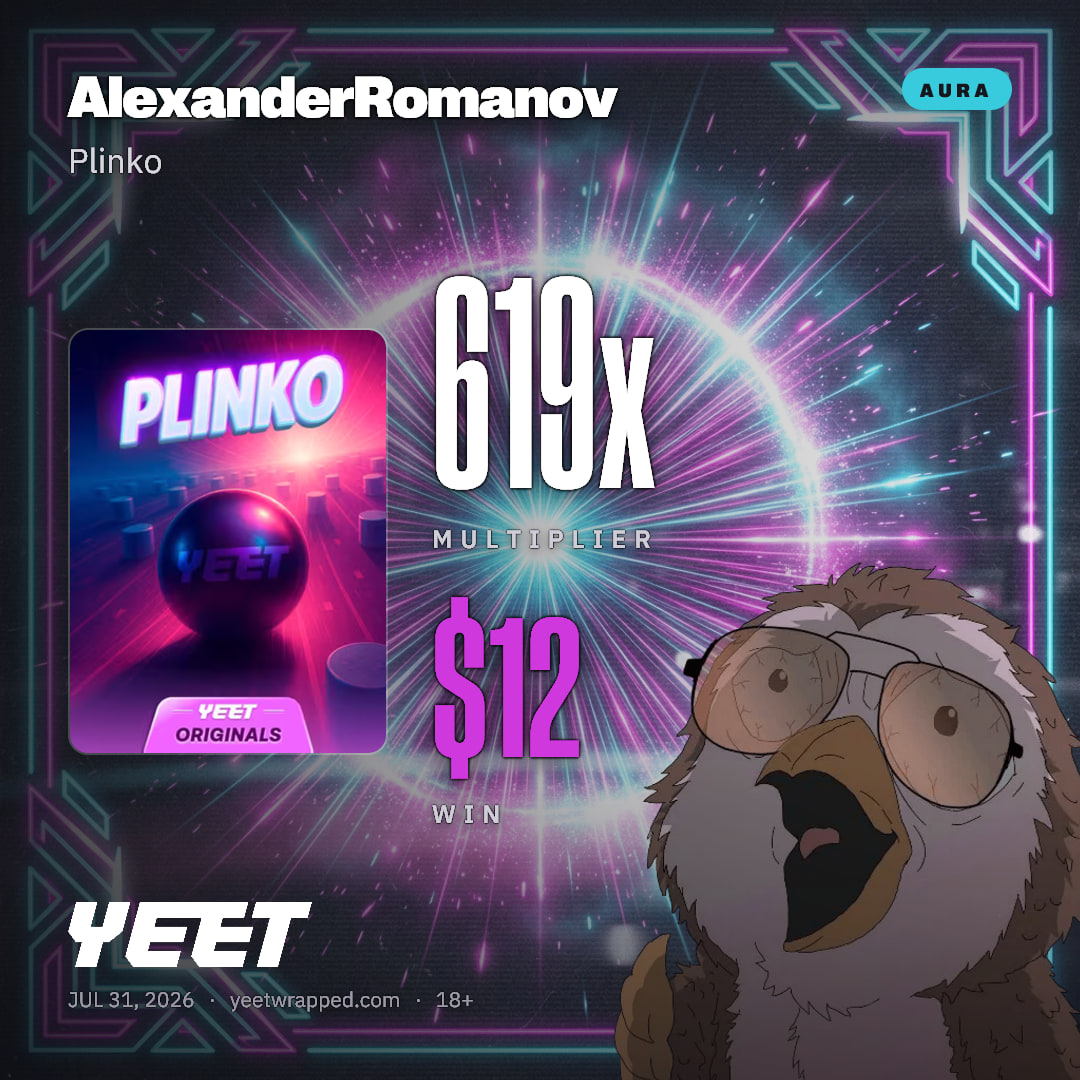 AlexanderRomanov hit 619x on Plinko