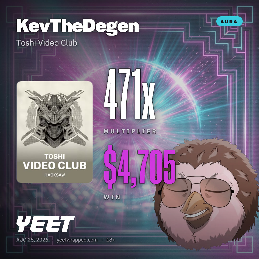 KevTheDegen hit 470.5x on Toshi Video Club