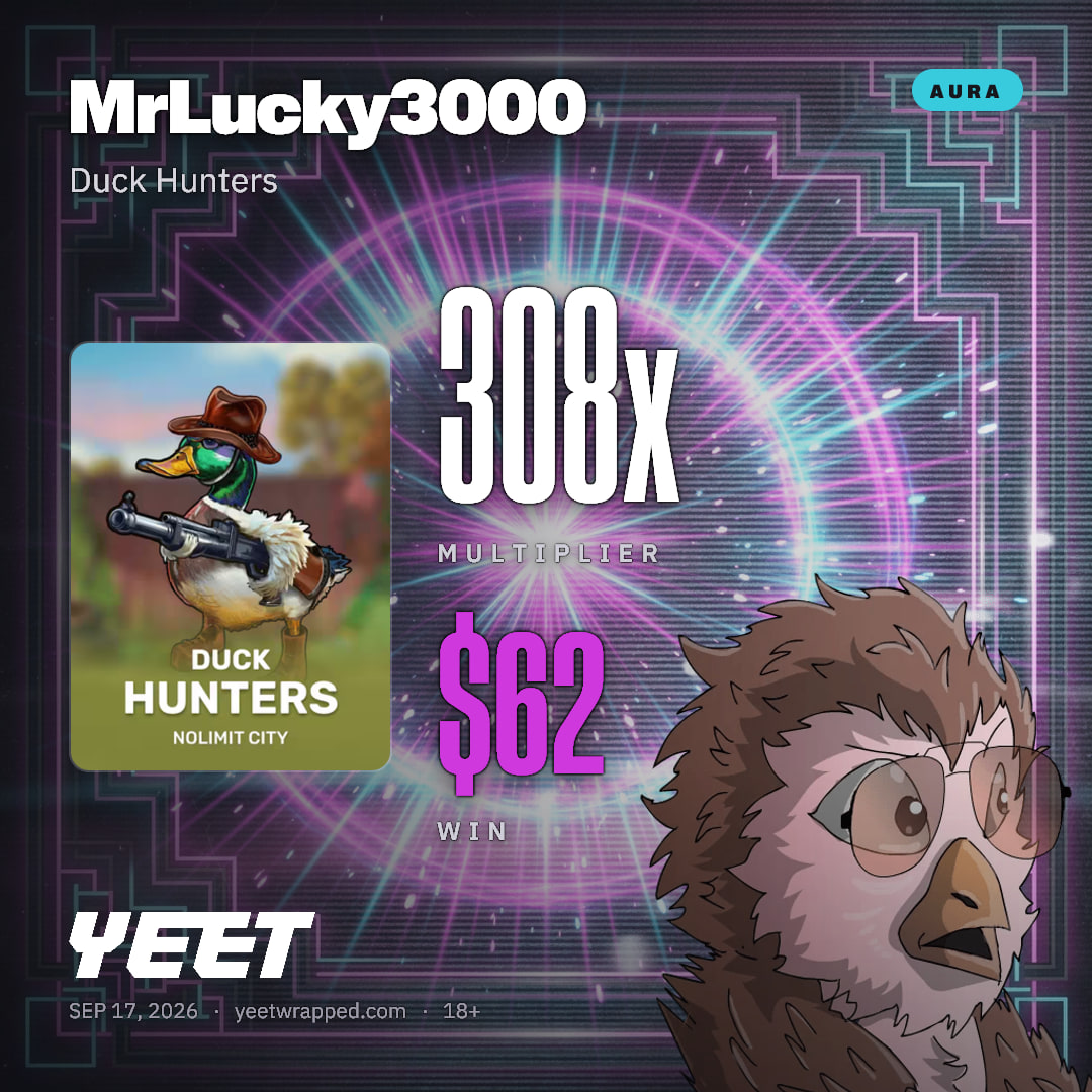 MrLucky3000 hit 307.8x on Duck Hunters