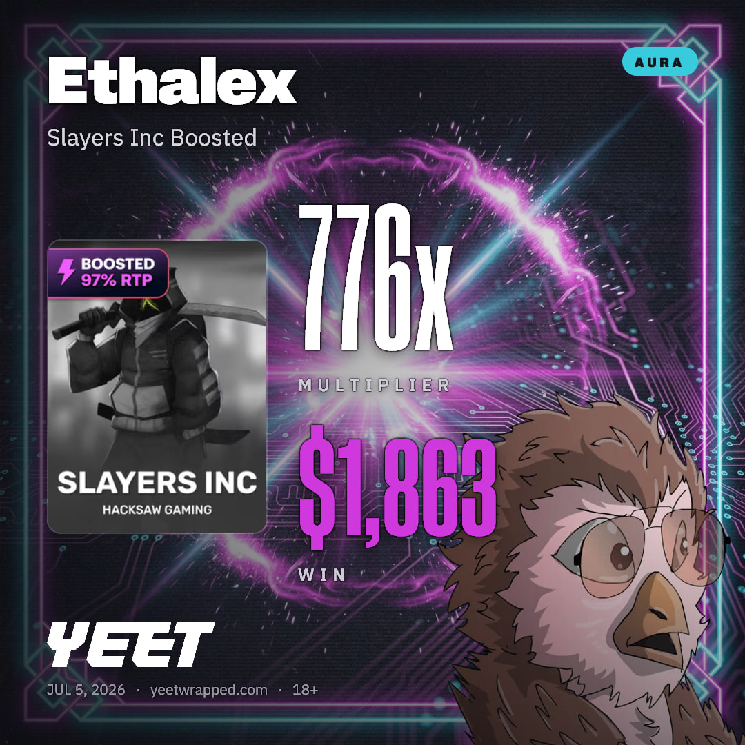 Ethalex hit 776.4x on Slayers Inc Boosted