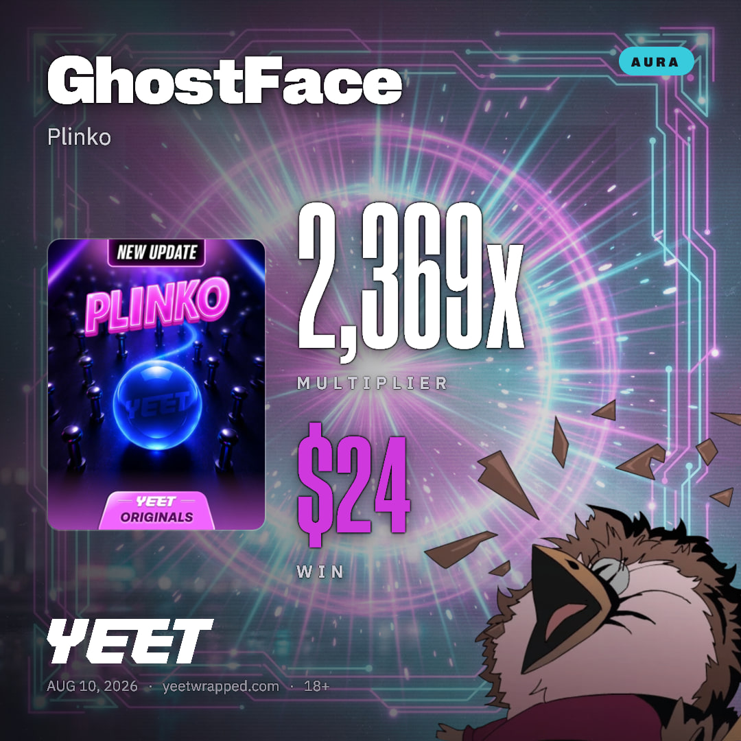 GhostFace hit 2,369x on Plinko