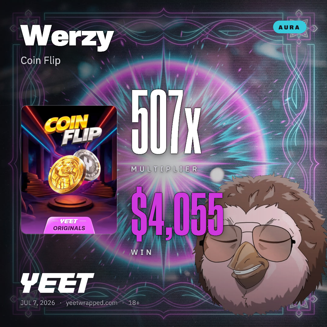 Werzy hit 506.9x on Coin Flip