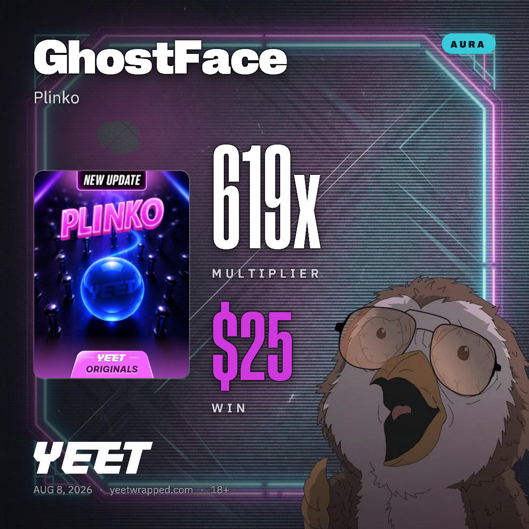 GhostFace hit 619x on Plinko
