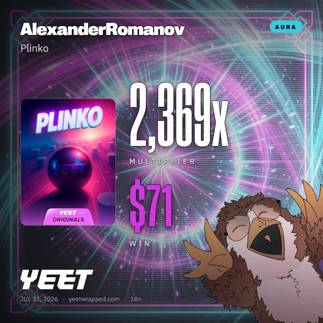 AlexanderRomanov hit 2,369x on Plinko
