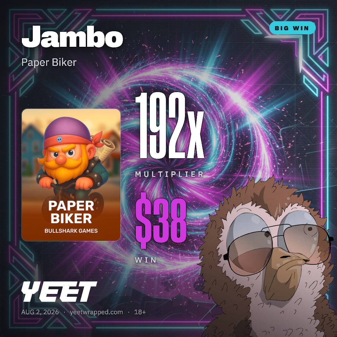 Jambo hit 191.7x on Paper Biker