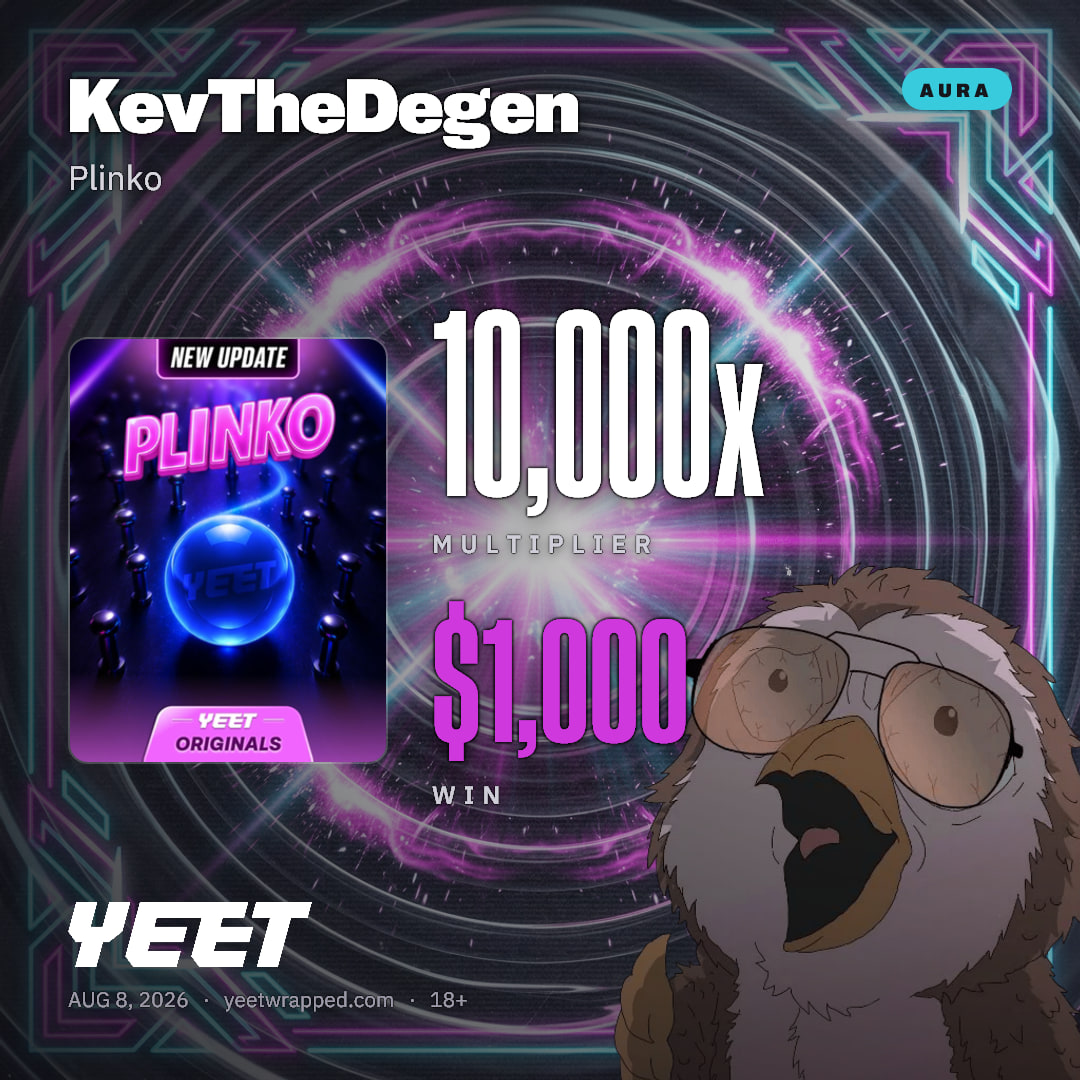 KevTheDegen hit 10,000x on Plinko