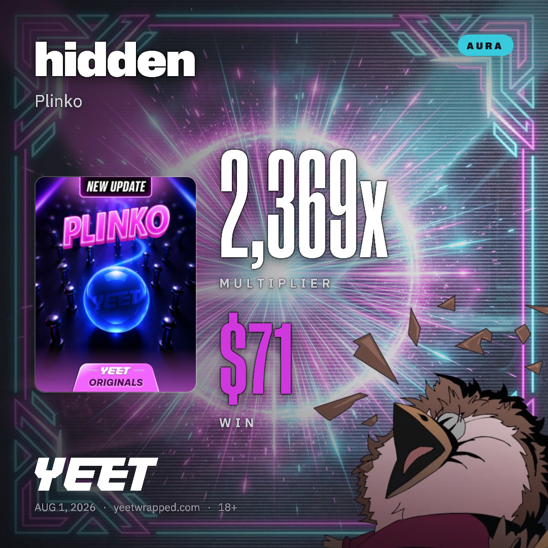 hidden hit 2,369x on Plinko
