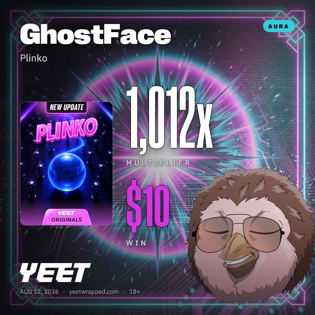 GhostFace hit 1,012x on Plinko