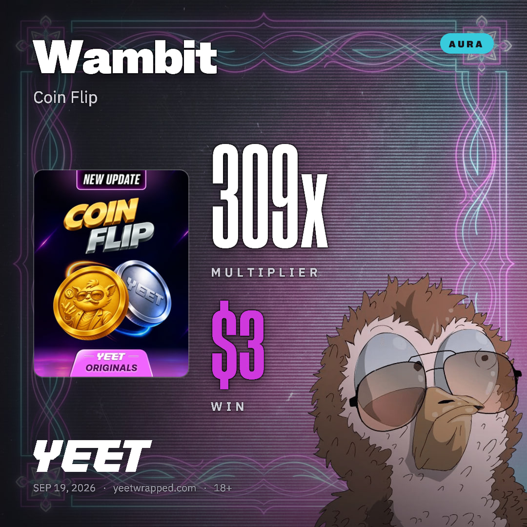 Wambit hit 308.8x on Coin Flip