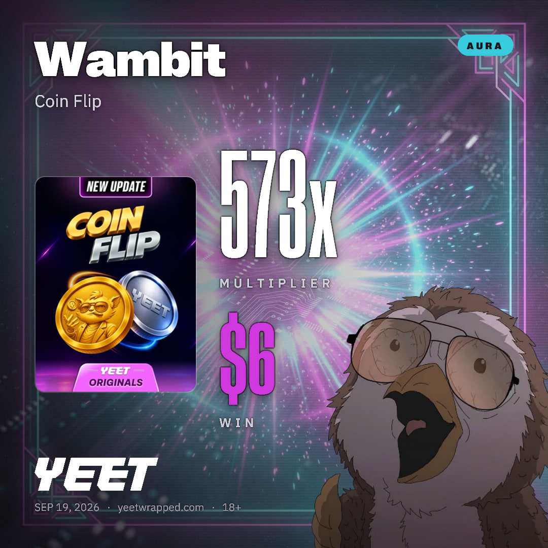 Wambit hit 573.4x on Coin Flip