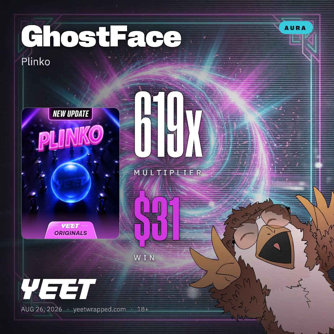 GhostFace hit 619x on Plinko