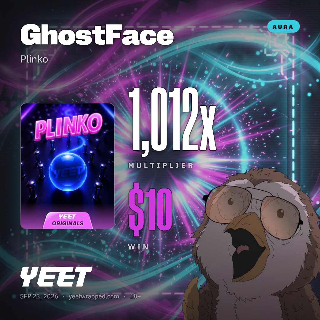 GhostFace hit 1,012x on Plinko