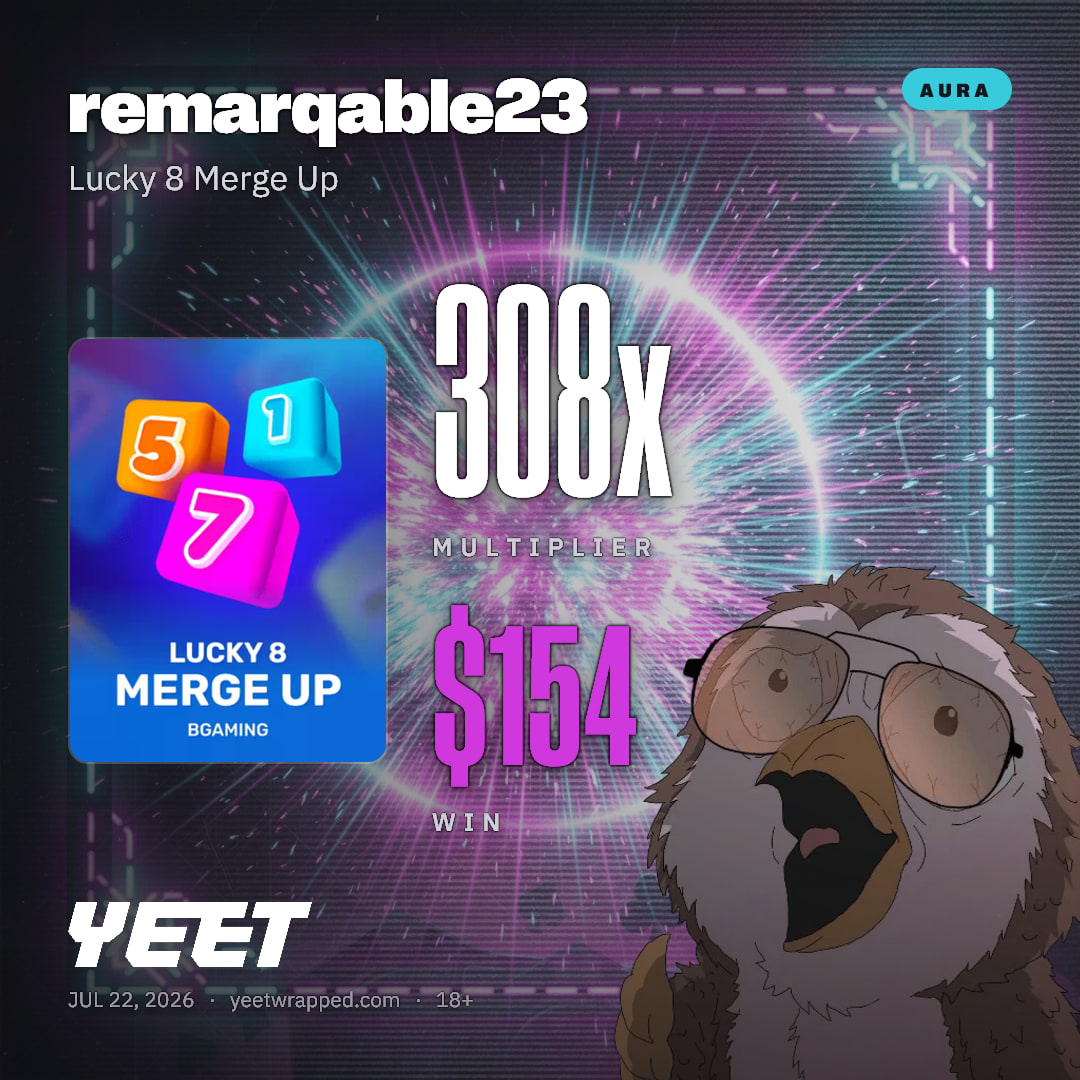 remarqable23 hit 308.3x on Lucky 8 Merge Up