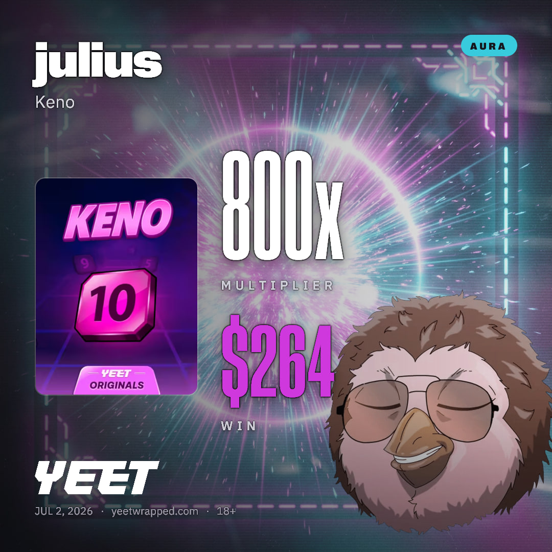 julius hit 800x on Keno