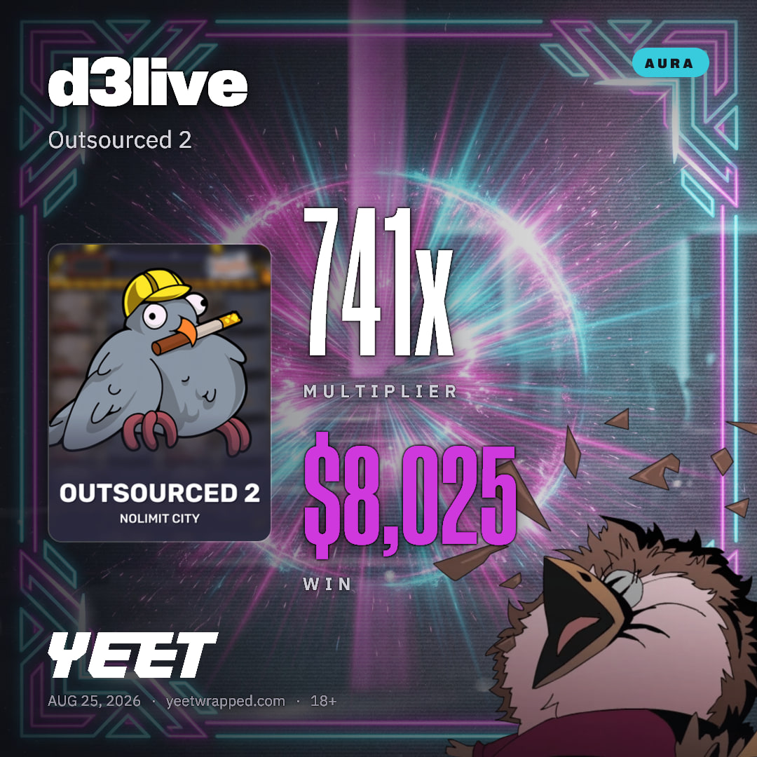 d3live hit 740.7x on Outsourced 2