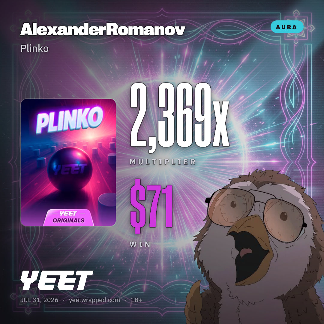 AlexanderRomanov hit 2,369x on Plinko