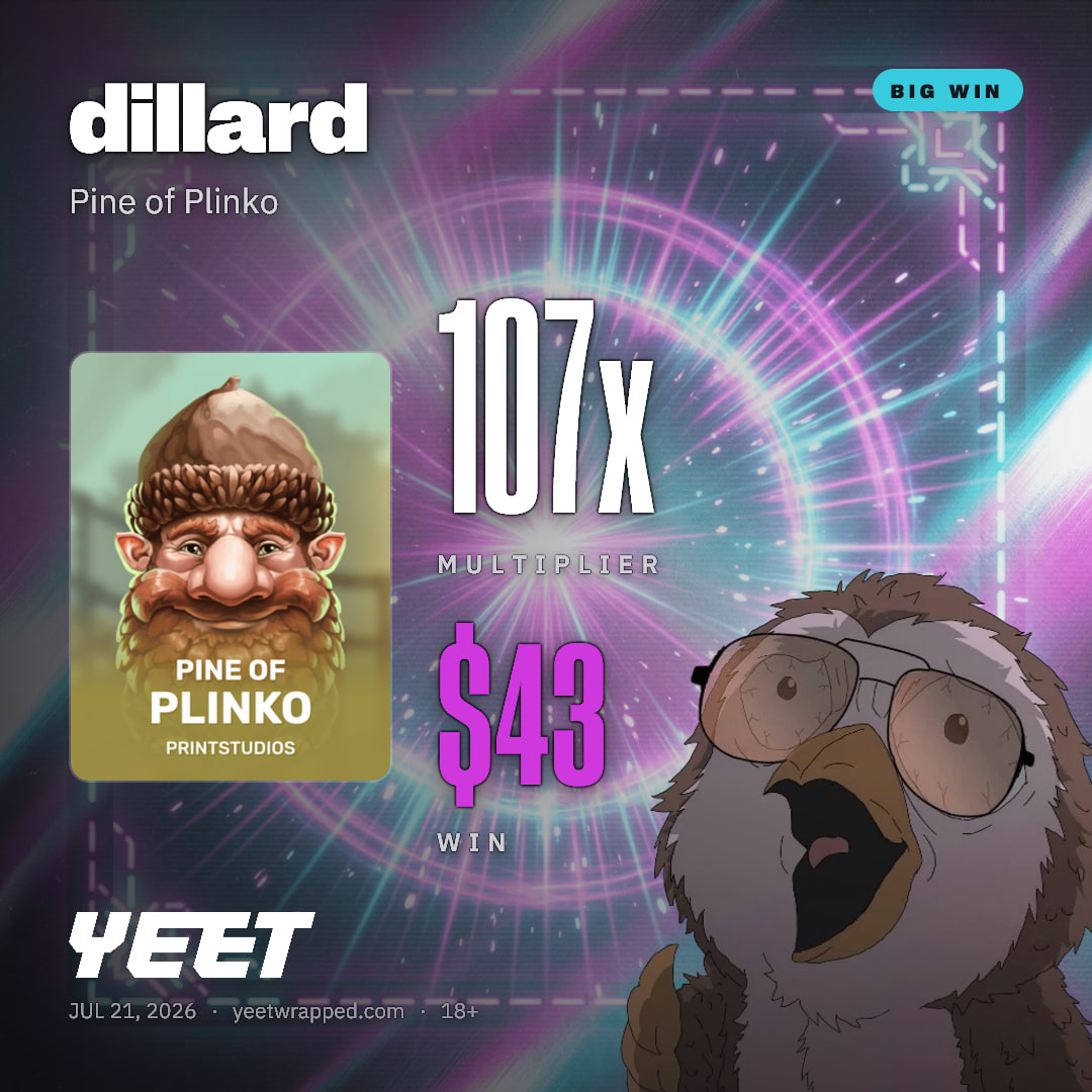 dillard hit 106.7x on Pine of Plinko