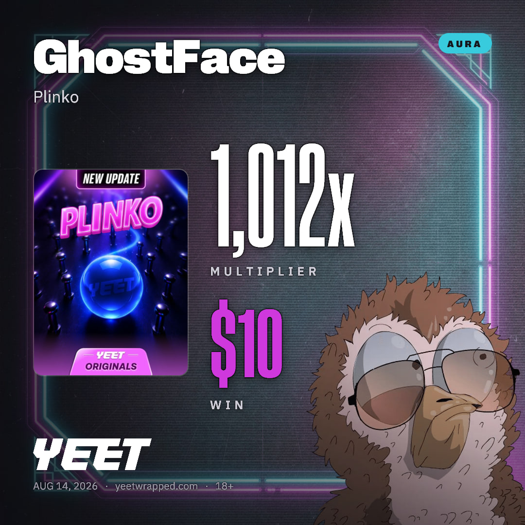 GhostFace hit 1,012x on Plinko