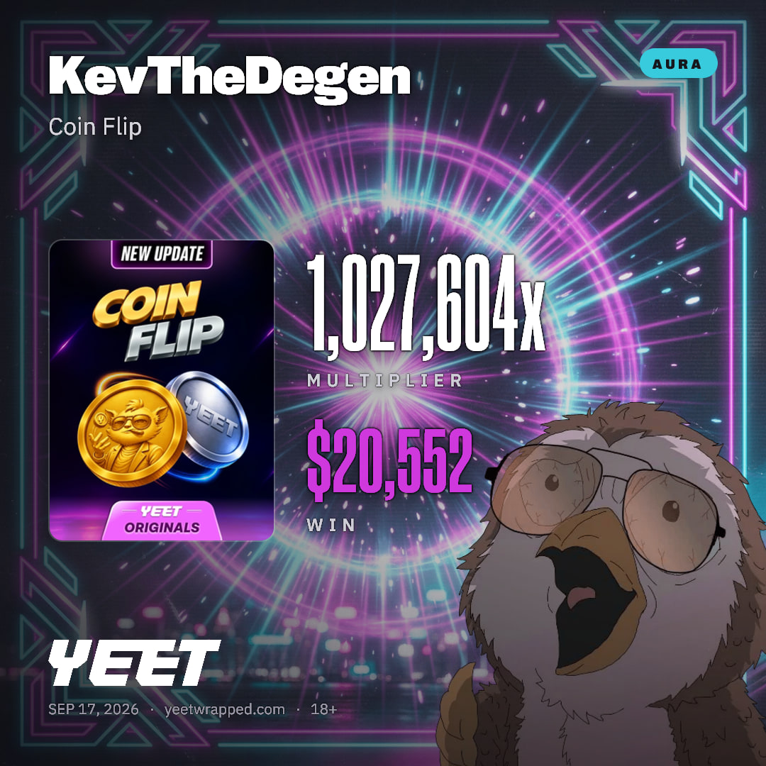 KevTheDegen hit 1,027,604x on Coin Flip
