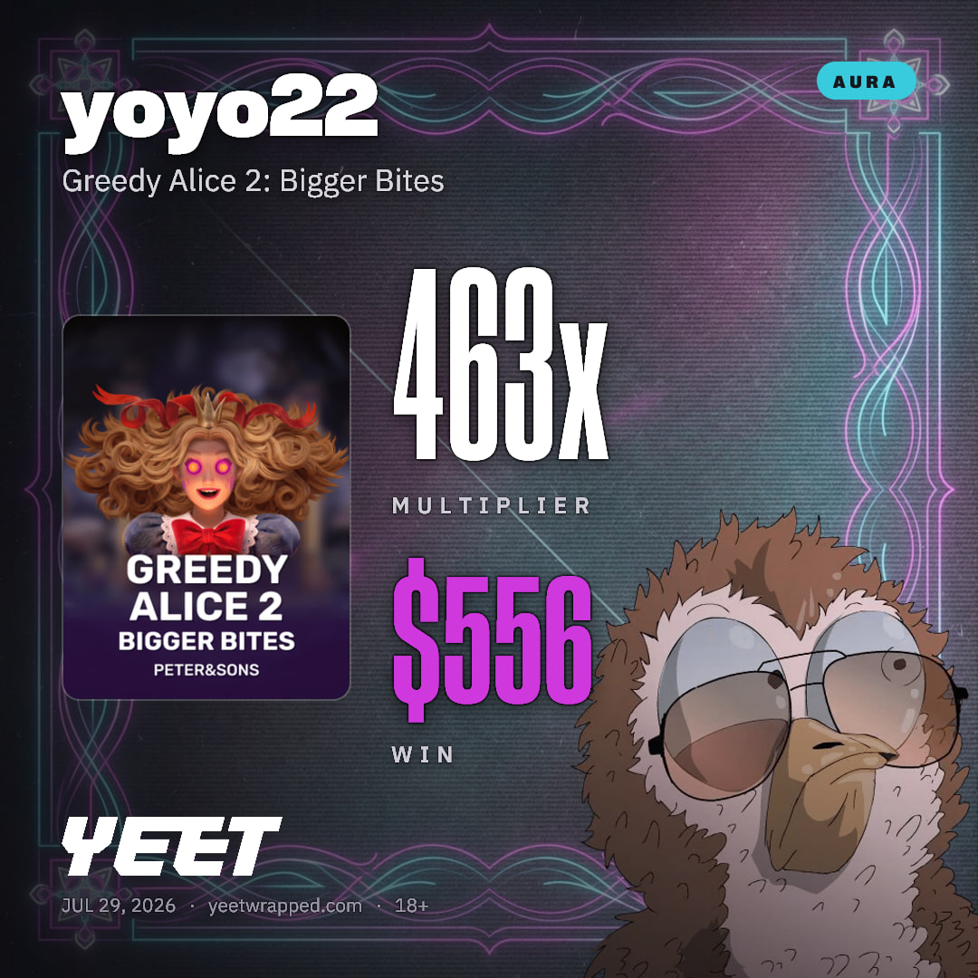 yoyo22 hit 463.4x on Greedy Alice 2: Bigger Bites