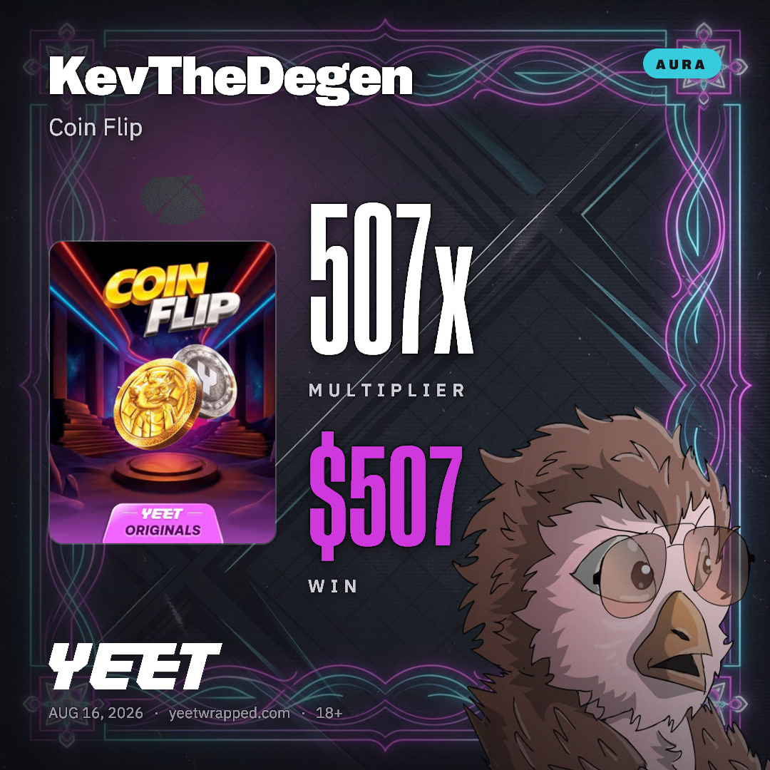 KevTheDegen hit 506.9x on Coin Flip