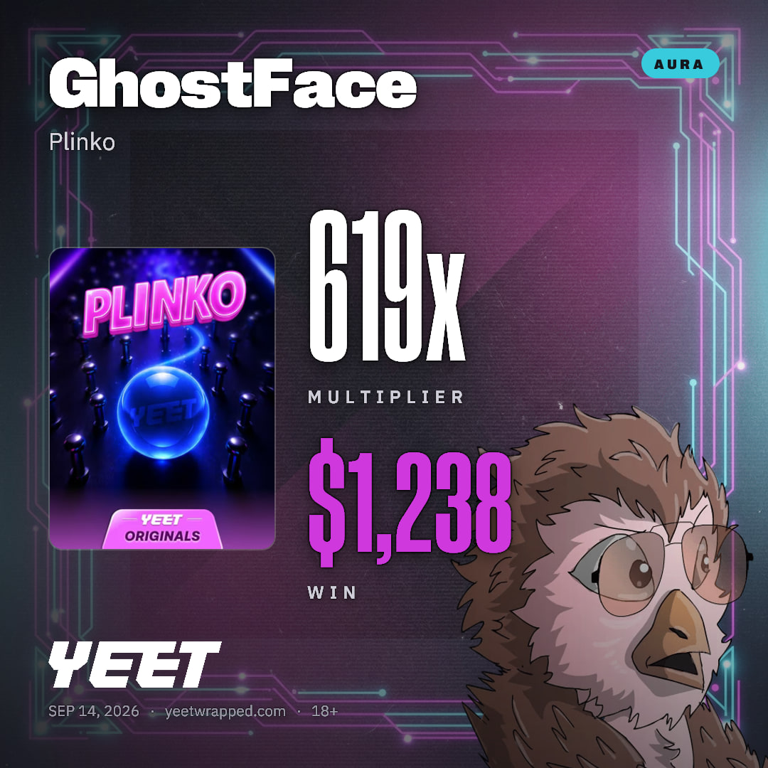 GhostFace hit 619x on Plinko