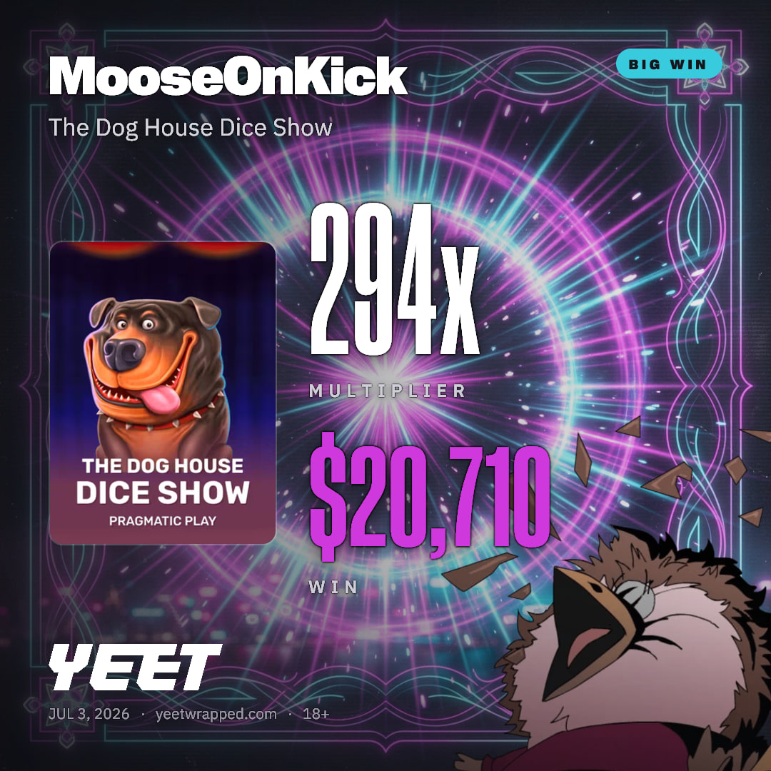 MooseOnKick hit 294.1x on The Dog House Dice Show