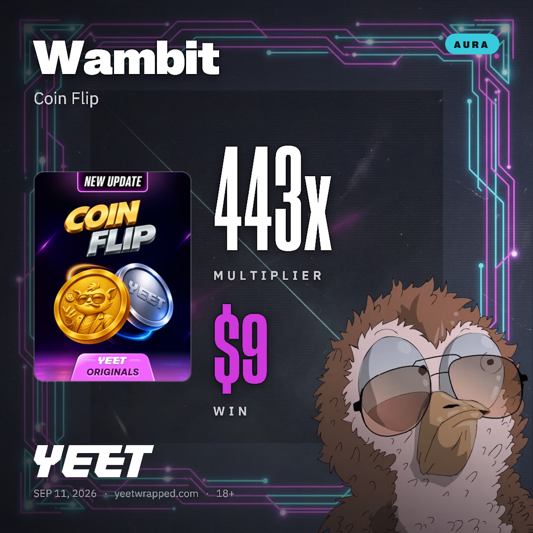 Wambit hit 442.9x on Coin Flip