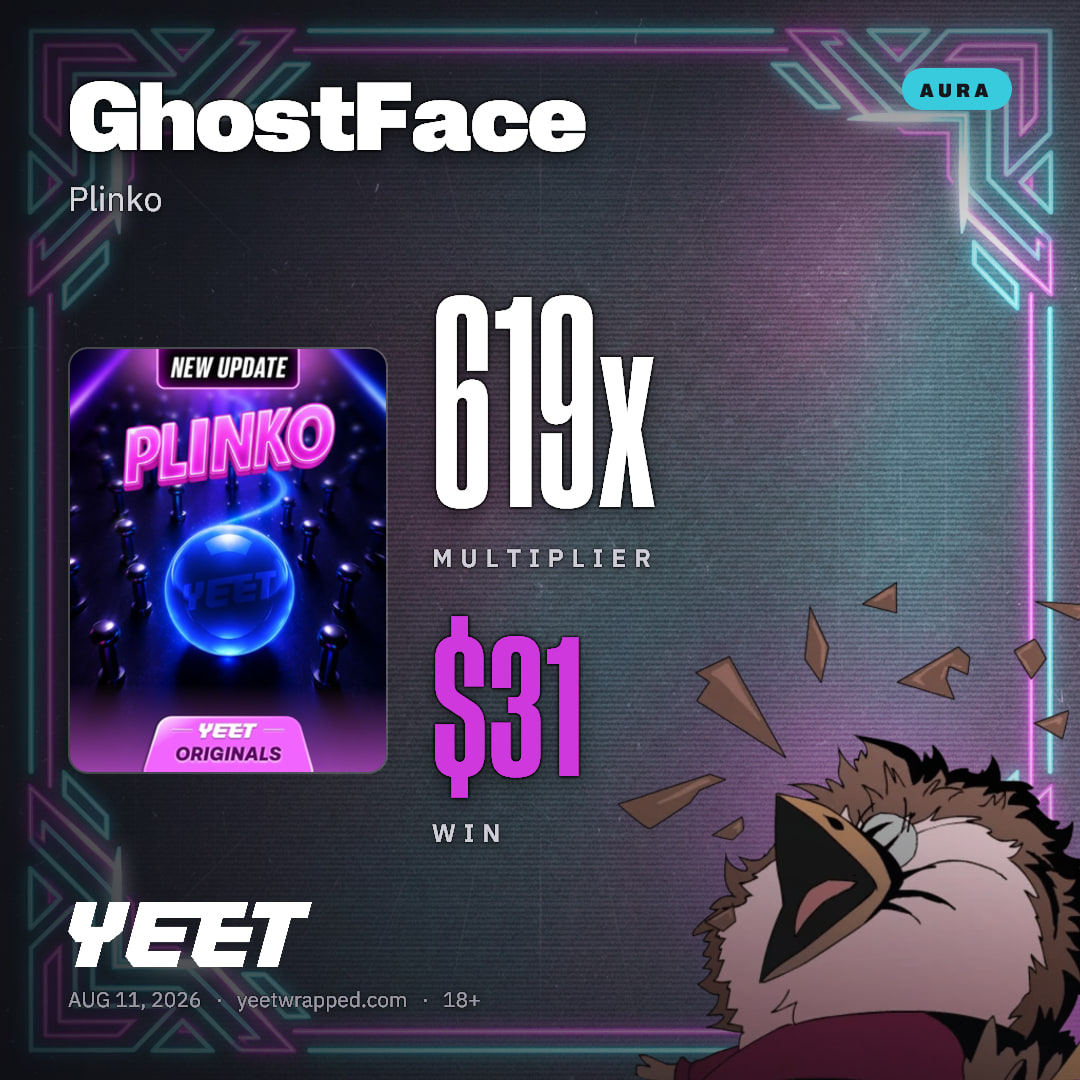 GhostFace hit 619x on Plinko