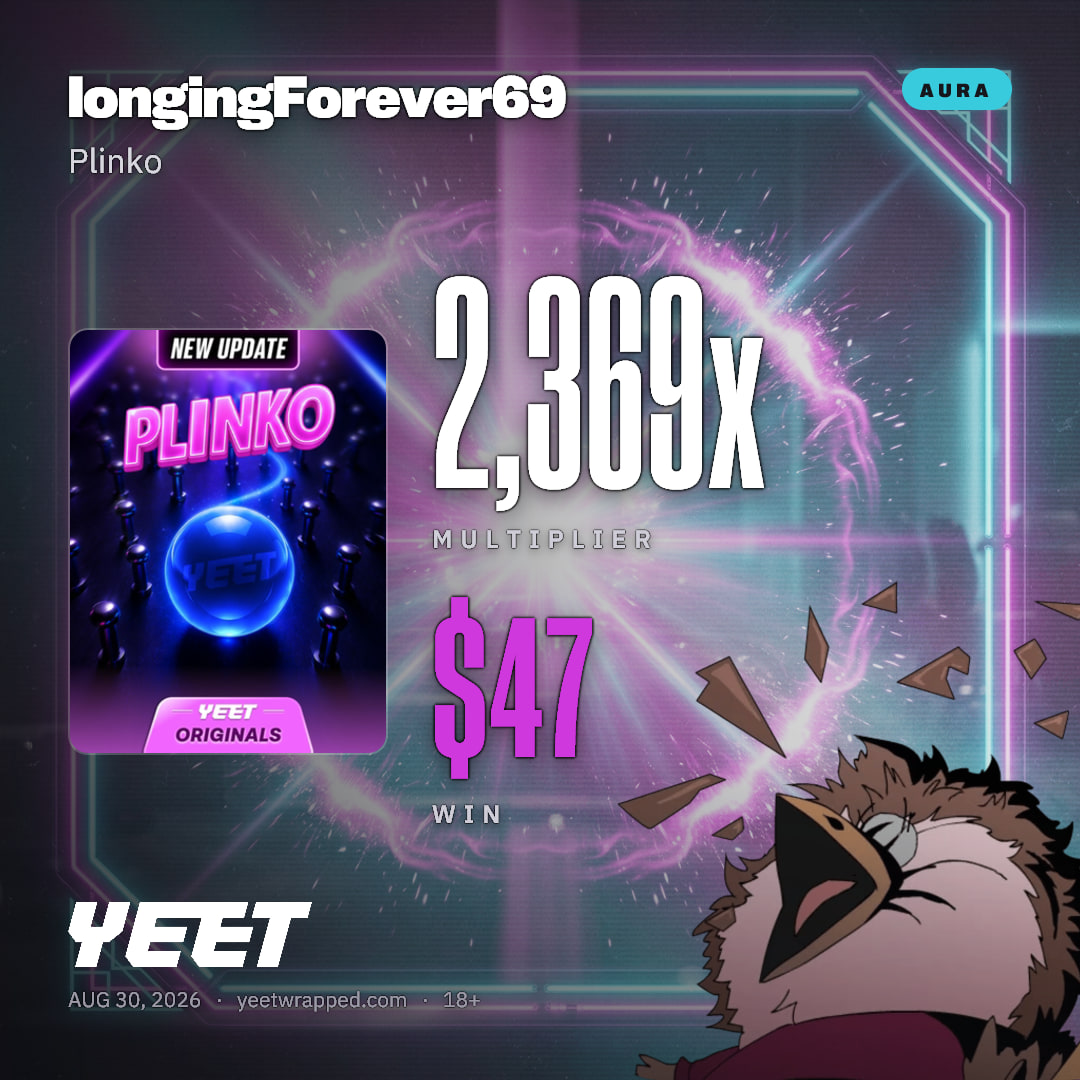 longingForever69 hit 2,369x on Plinko