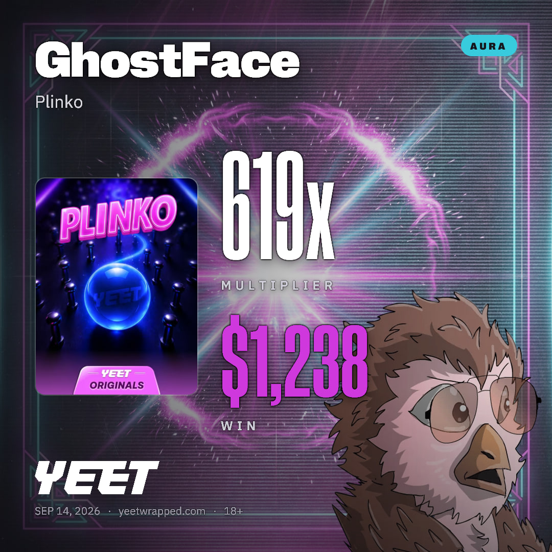 GhostFace hit 619x on Plinko