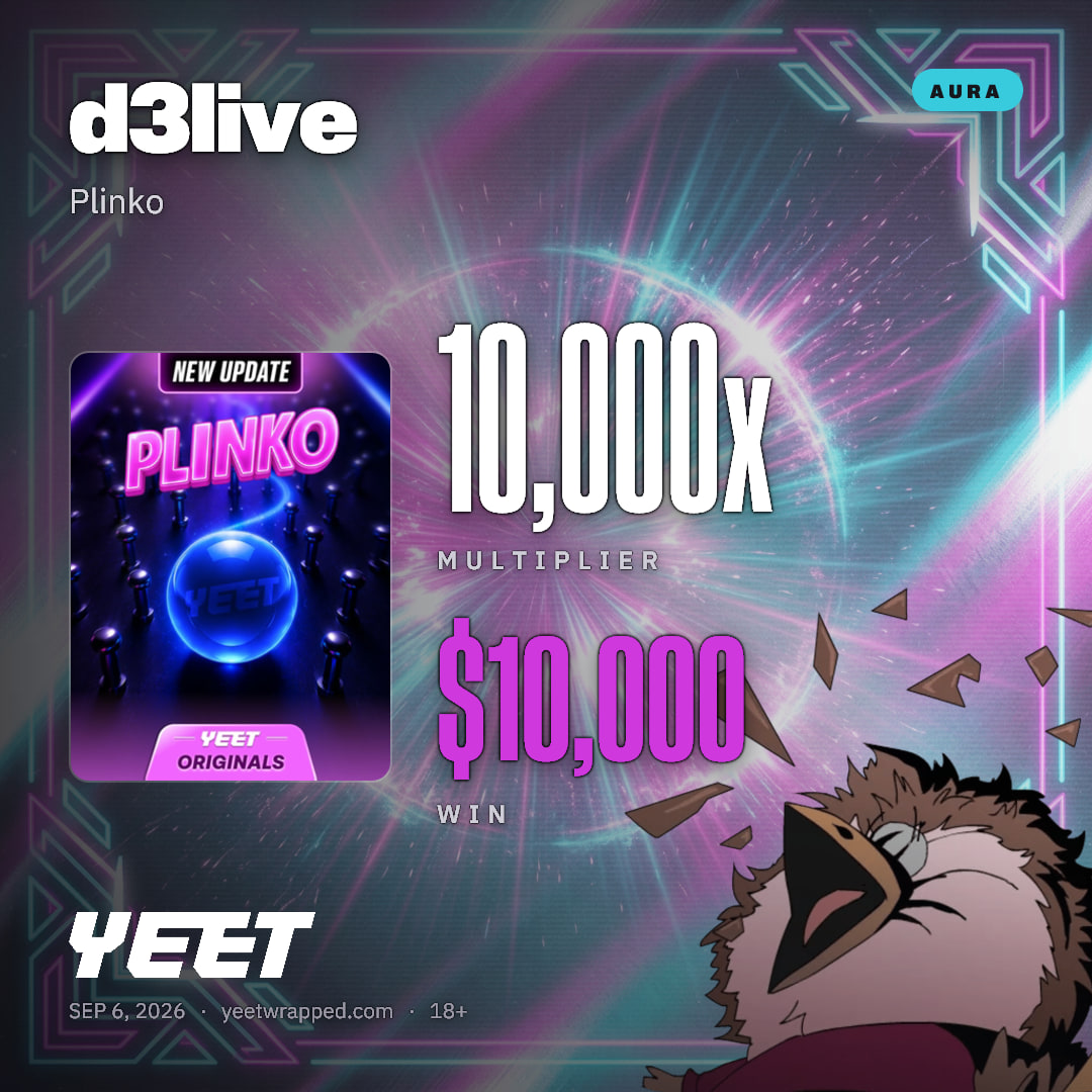 d3live hit 10,000x on Plinko