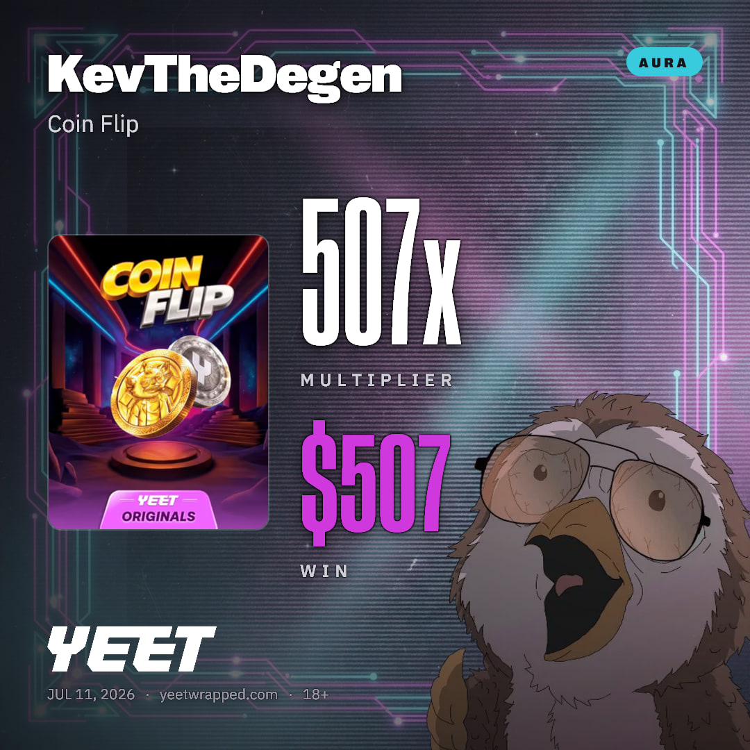 KevTheDegen hit 506.9x on Coin Flip
