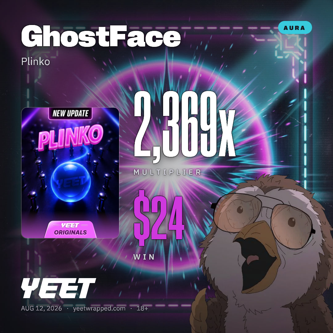 GhostFace hit 2,369x on Plinko