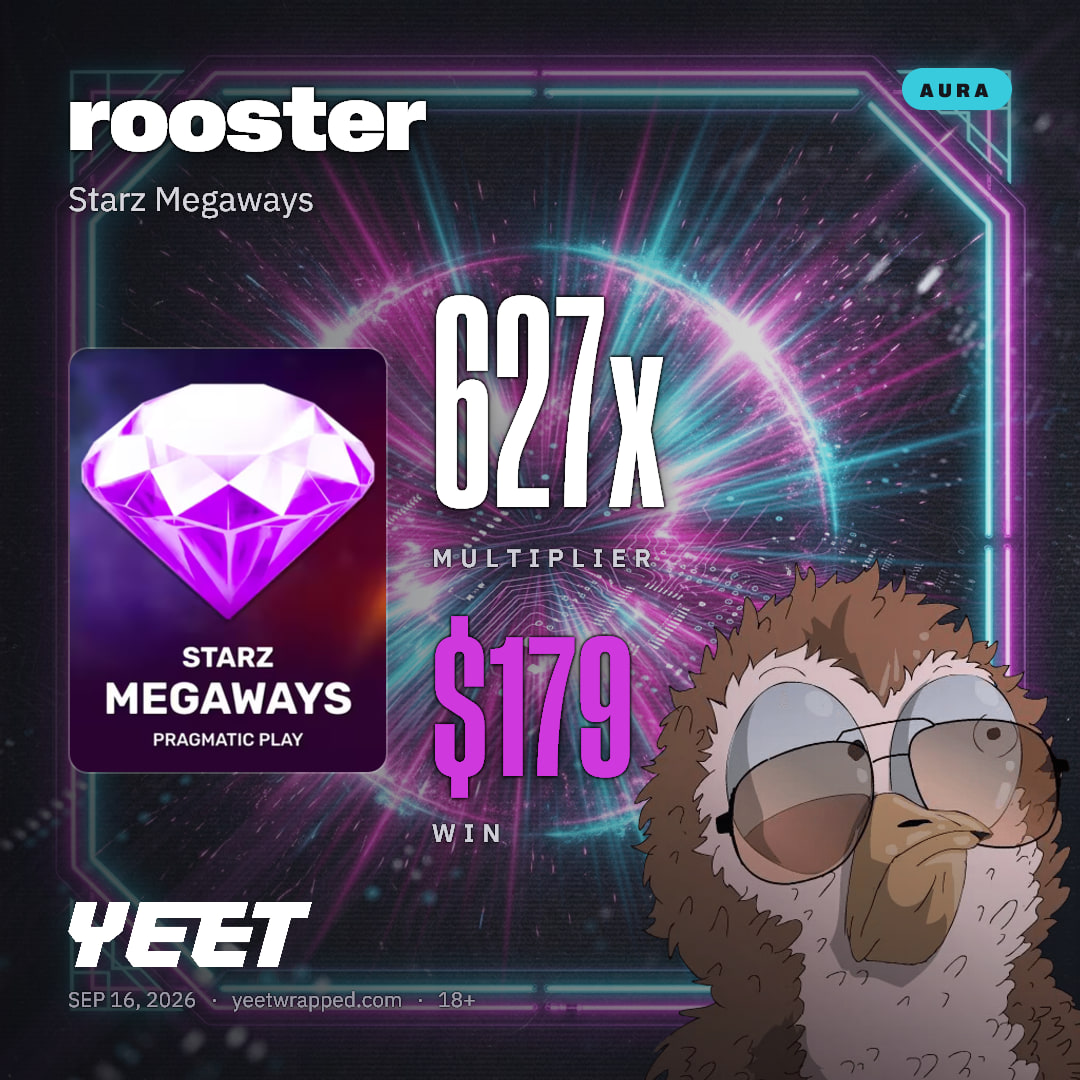 rooster hit 627.4x on Starz Megaways