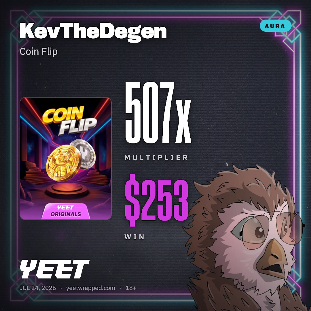 KevTheDegen hit 506.9x on Coin Flip