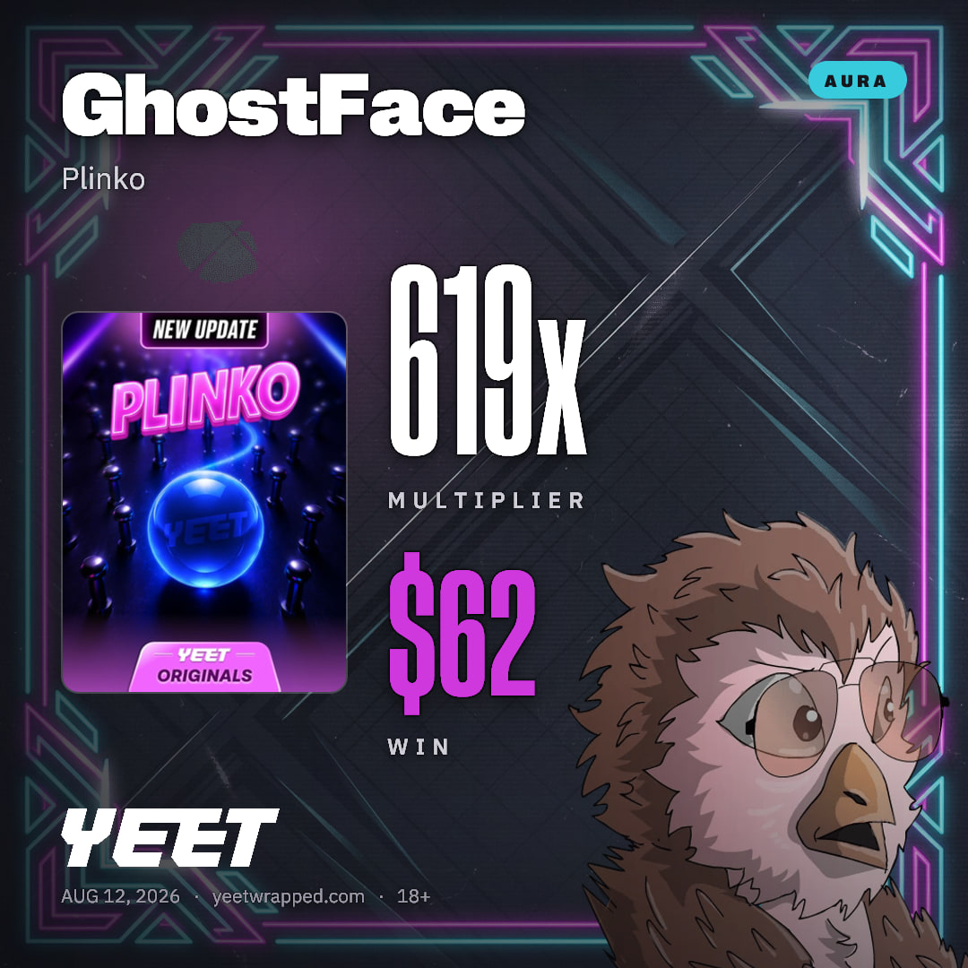 GhostFace hit 619x on Plinko