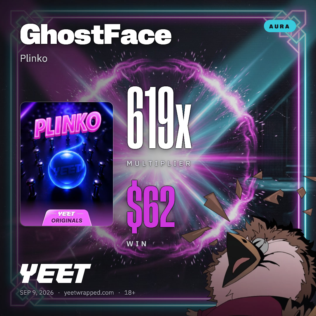 GhostFace hit 619x on Plinko