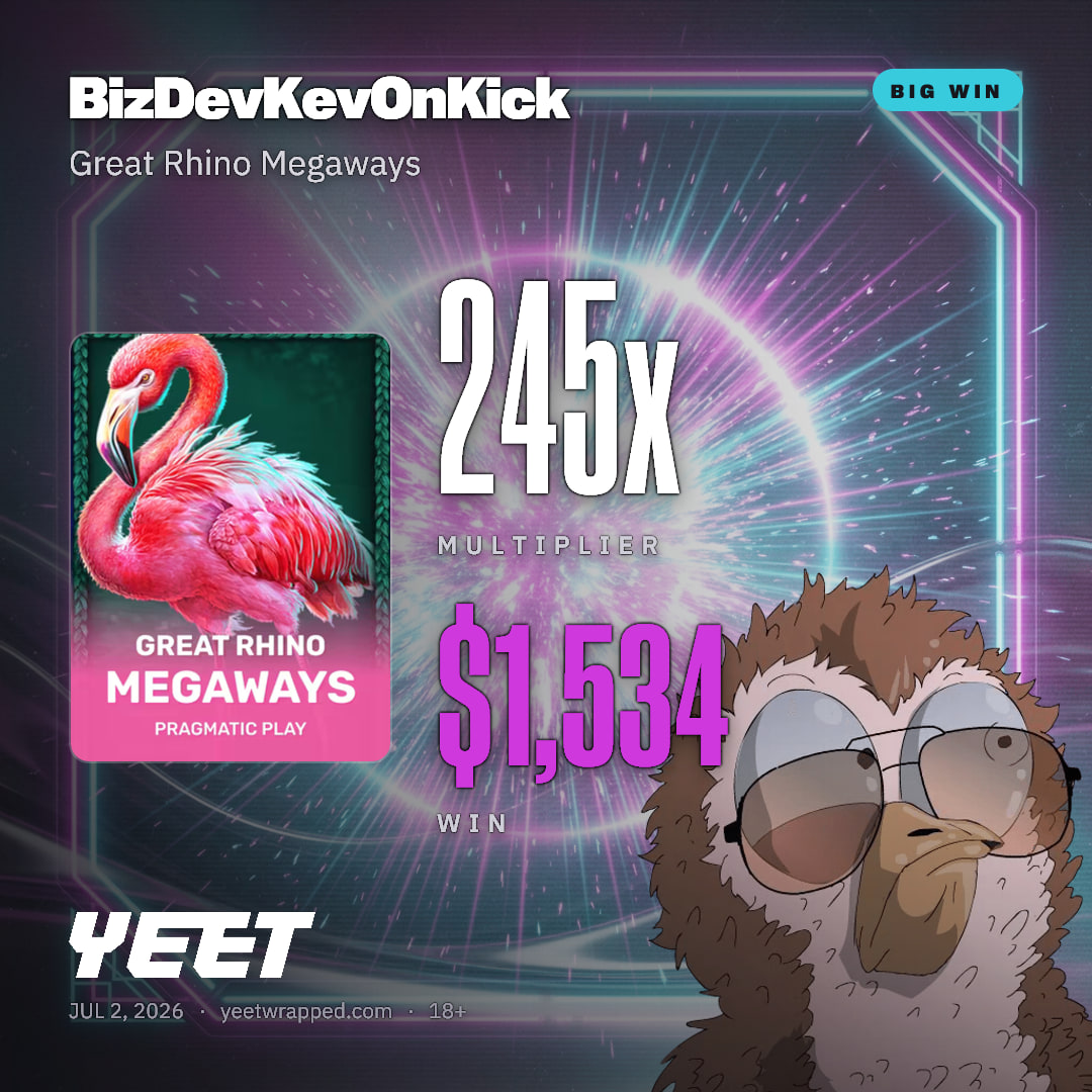 BizDevKevOnKick hit 245.4x on Great Rhino Megaways