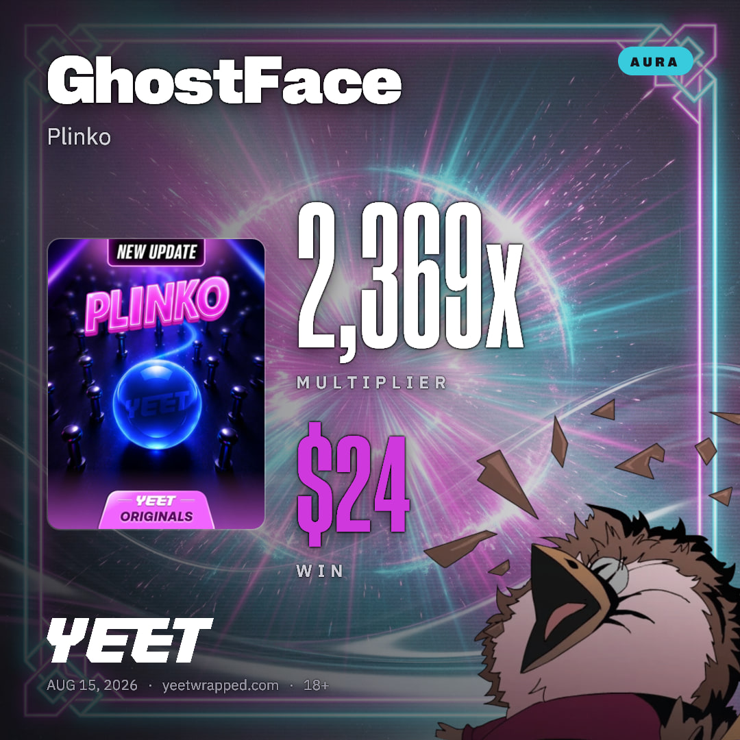 GhostFace hit 2,369x on Plinko