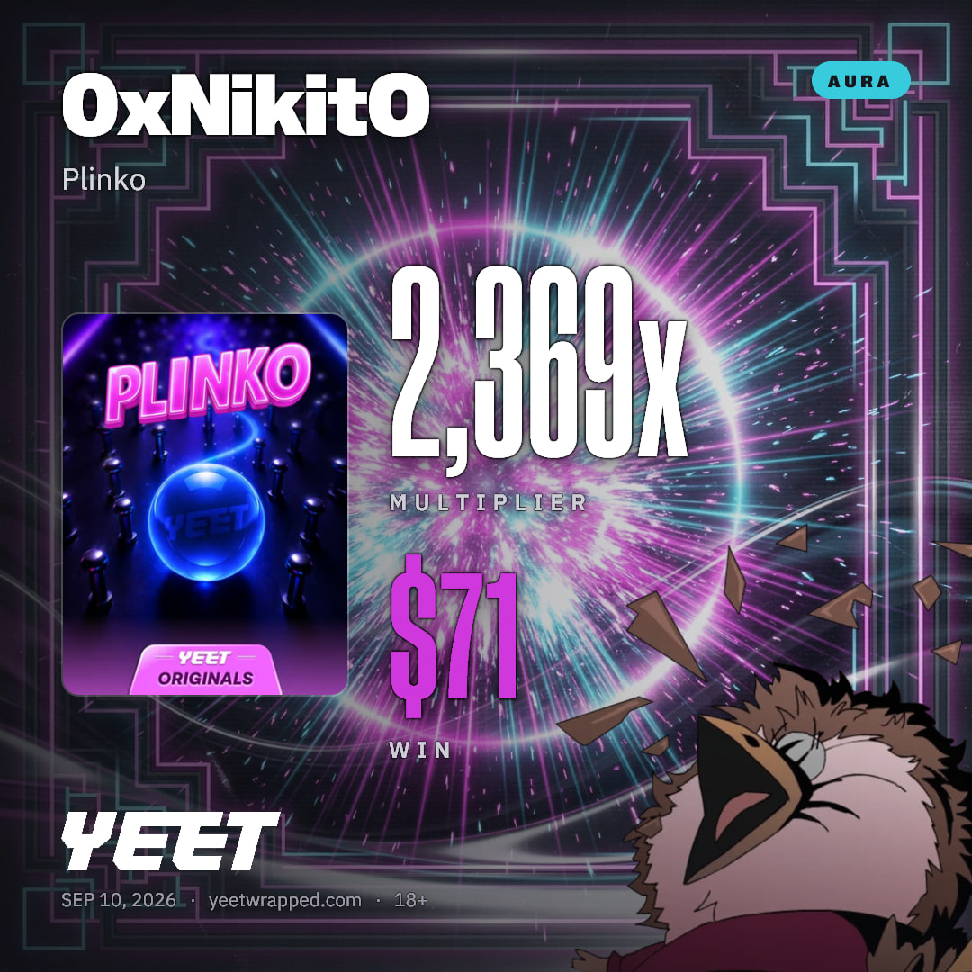 0xNikitO hit 2,369x on Plinko