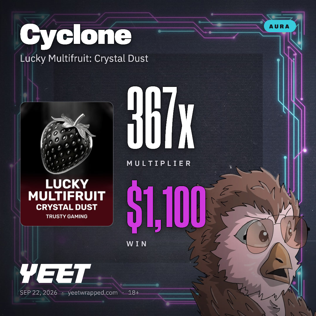Cyclone hit 366.5x on Lucky Multifruit: Crystal Dust