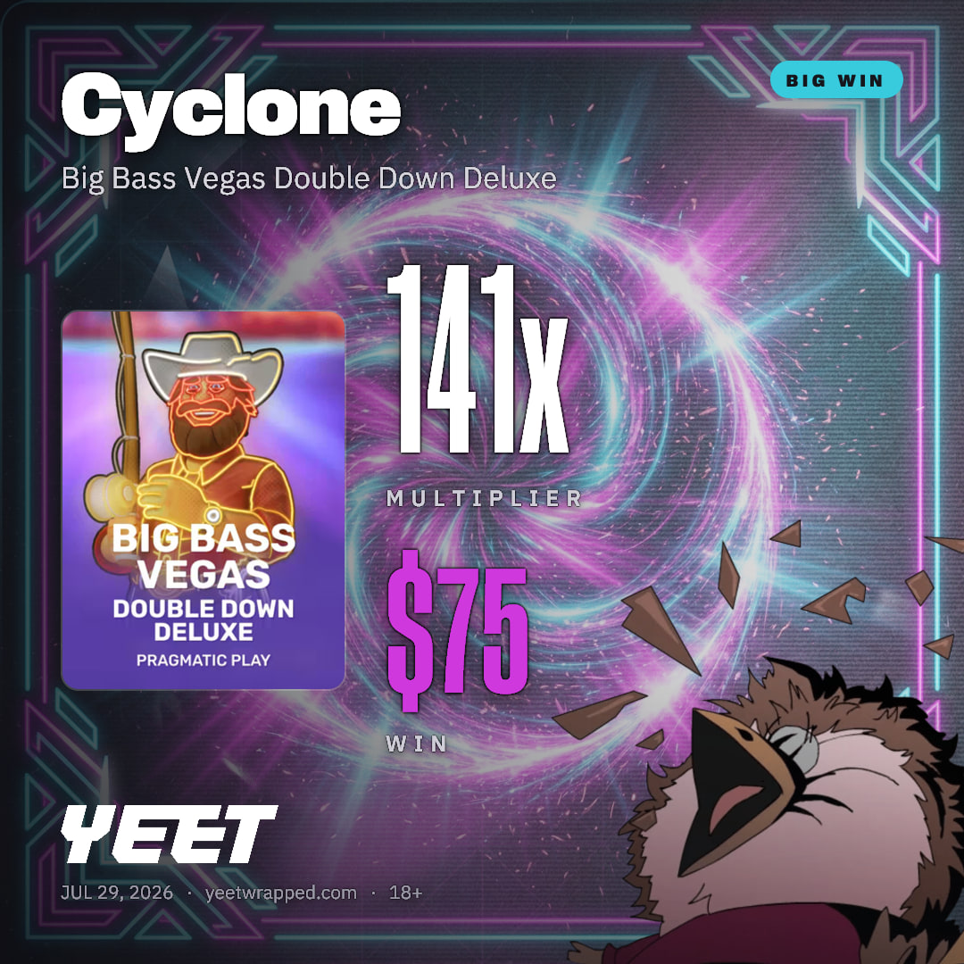 Cyclone hit 140.8x on Big Bass Vegas Double Down Deluxe