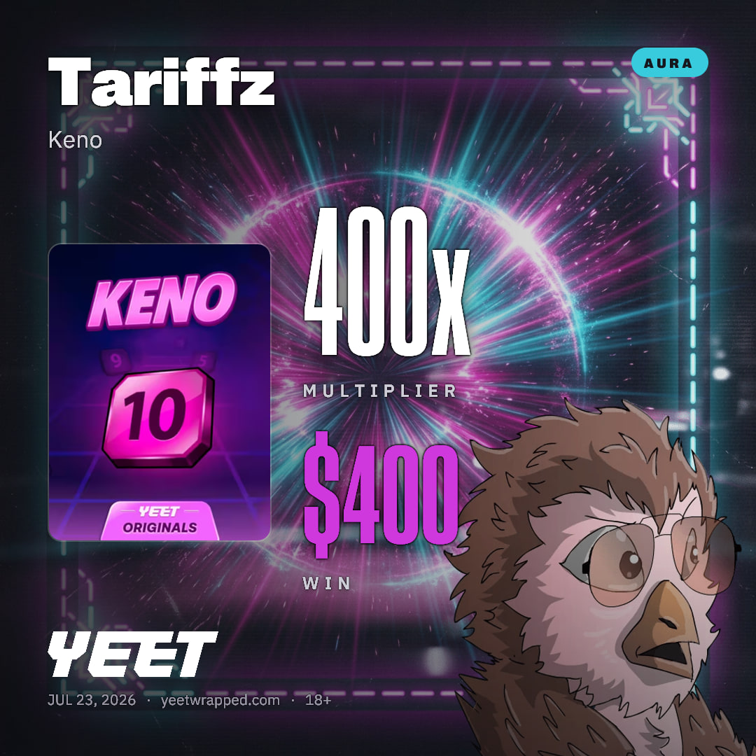 Tariffz hit 400x on Keno