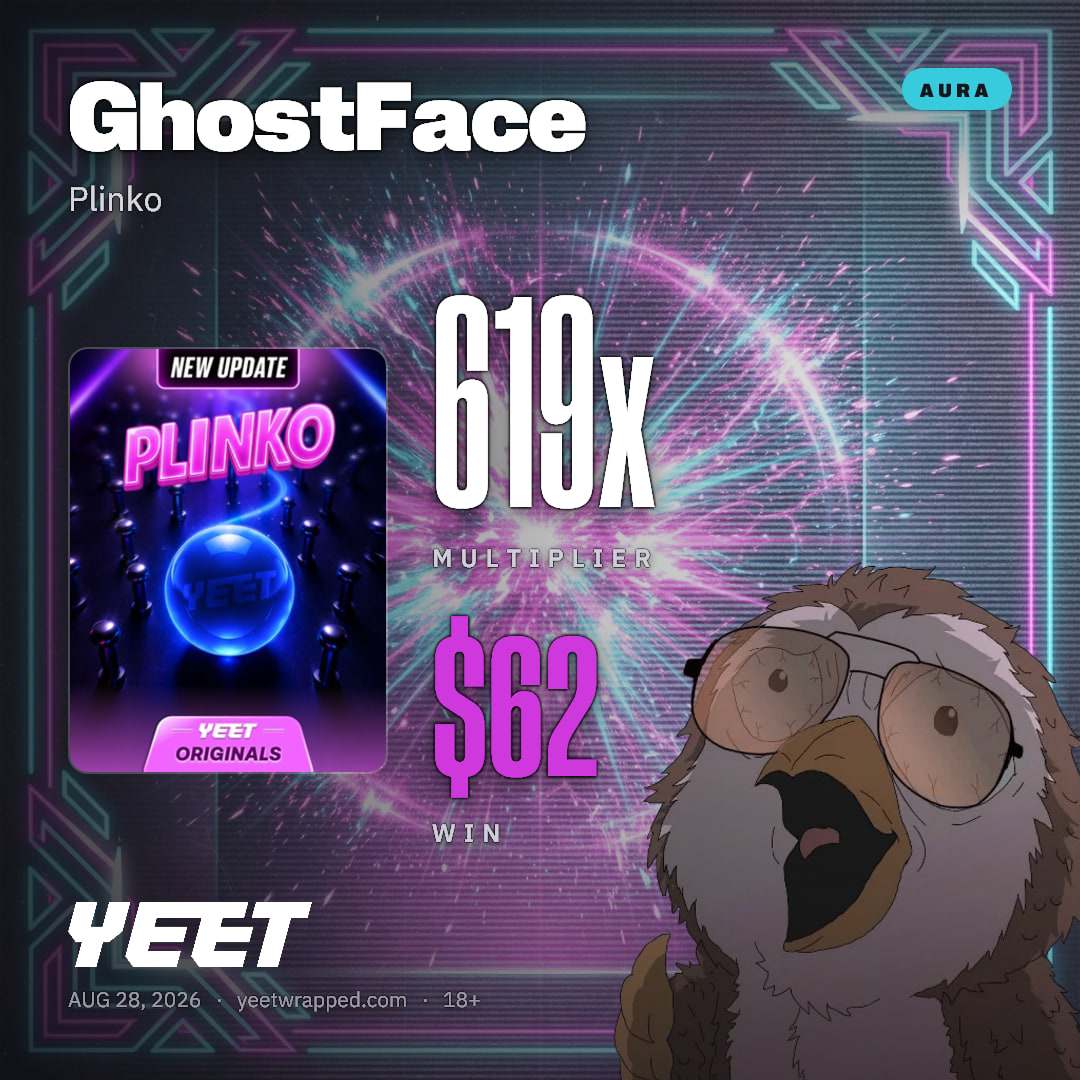 GhostFace hit 619x on Plinko