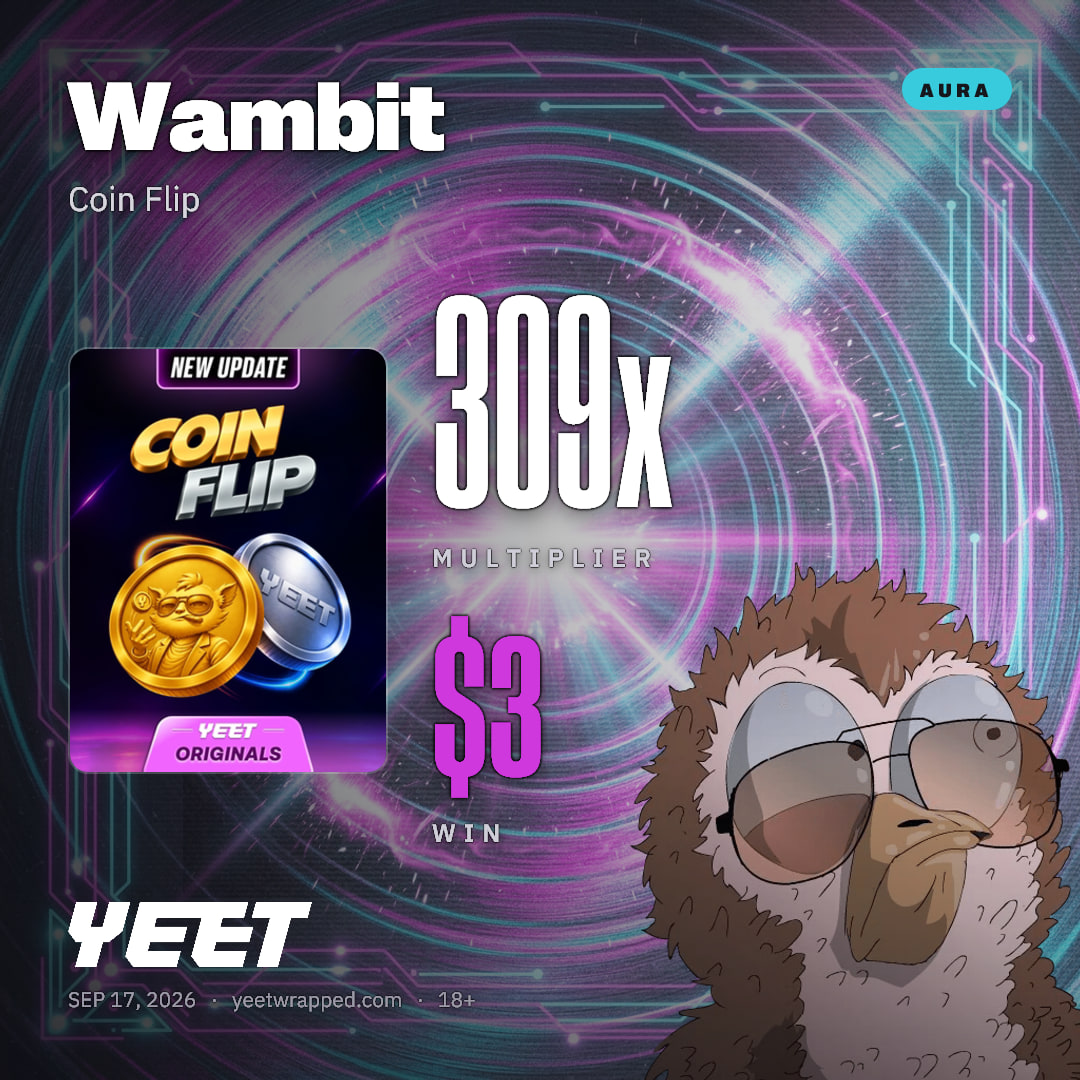 Wambit hit 308.8x on Coin Flip