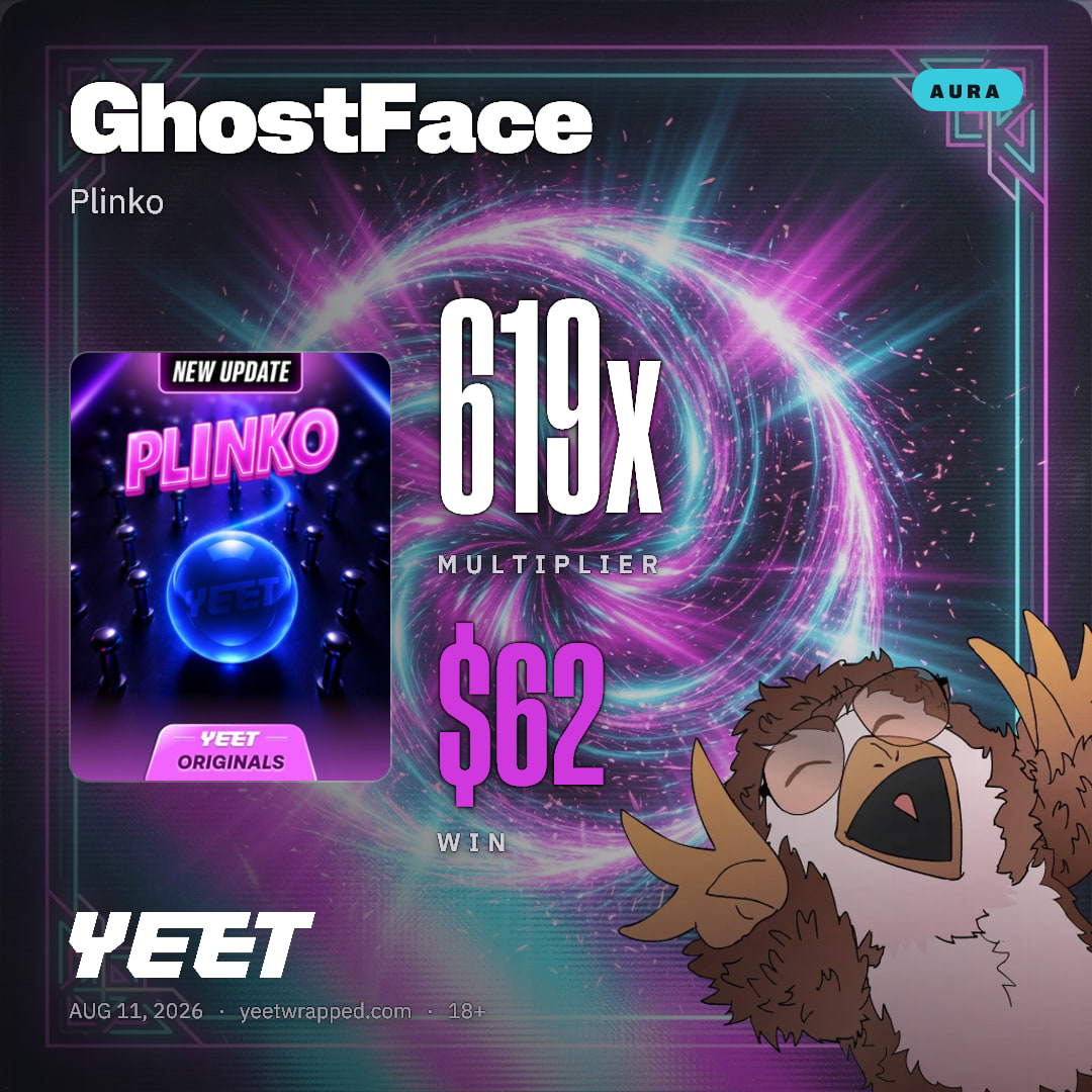 GhostFace hit 619x on Plinko