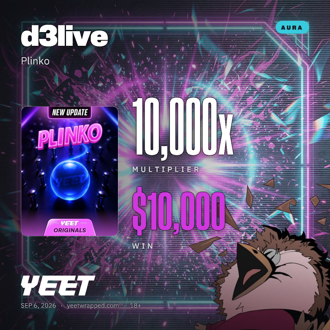 d3live hit 10,000x on Plinko