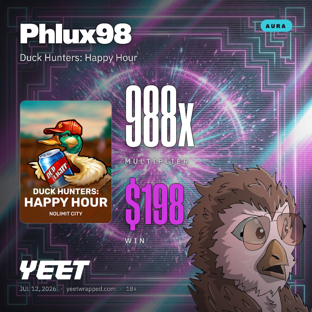 Phlux98 hit 988.1x on Duck Hunters: Happy Hour